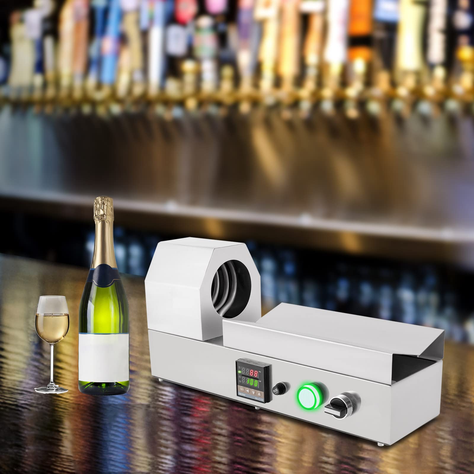 PVC/PP/PE/POF Capsule Shrinking Machine 110V 1000W Capsule Shrinker Wine Bottle Cap Heat-Shrinking Machine, 0-400? Adjustable, Digital Display, Max Diameter 2.75in