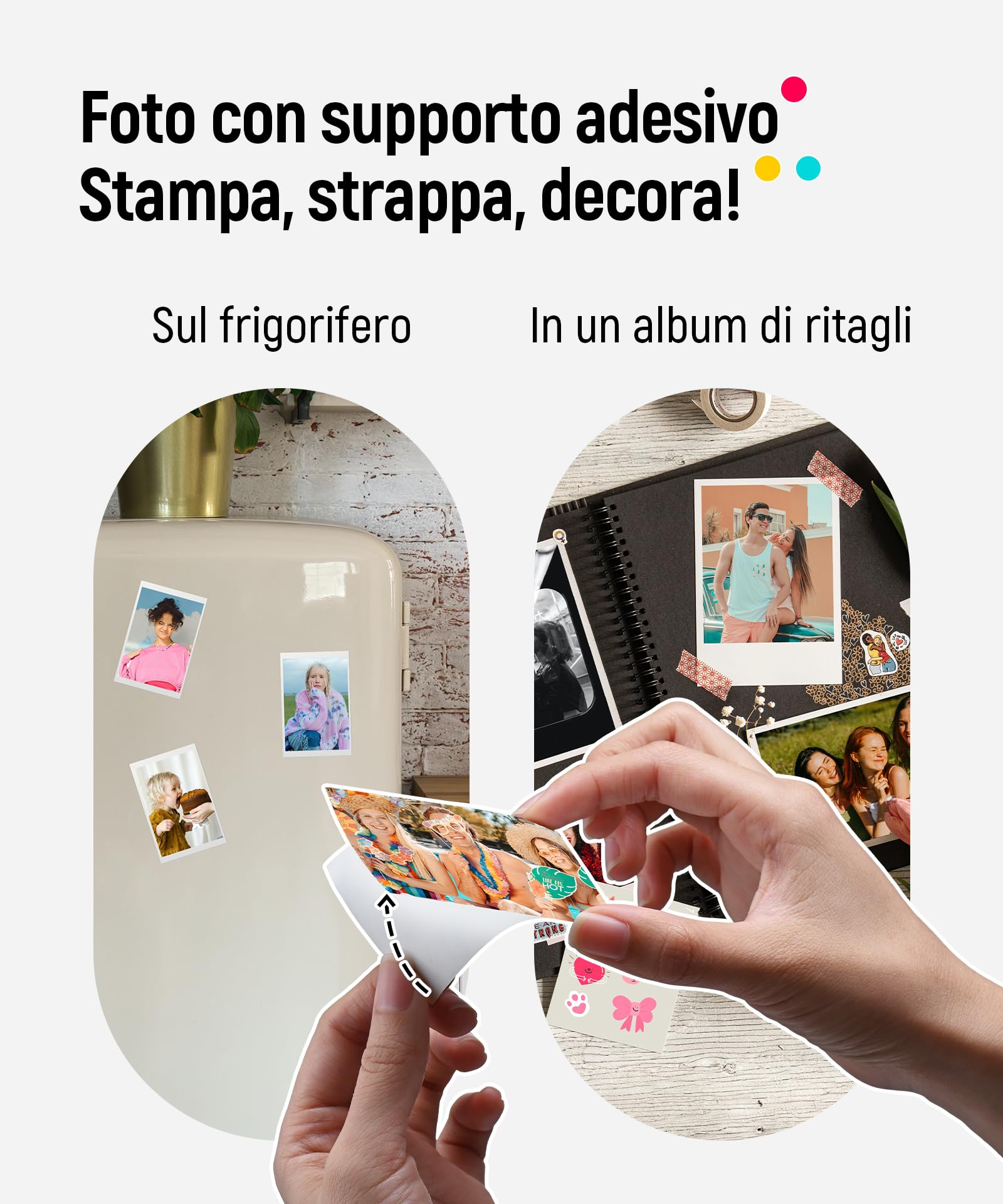 Liene Pearl K100 Stampante Fotografica Mini 2x3'' Istantanea Bluetooth 5.0 con 50 Carte Zink Adesive
