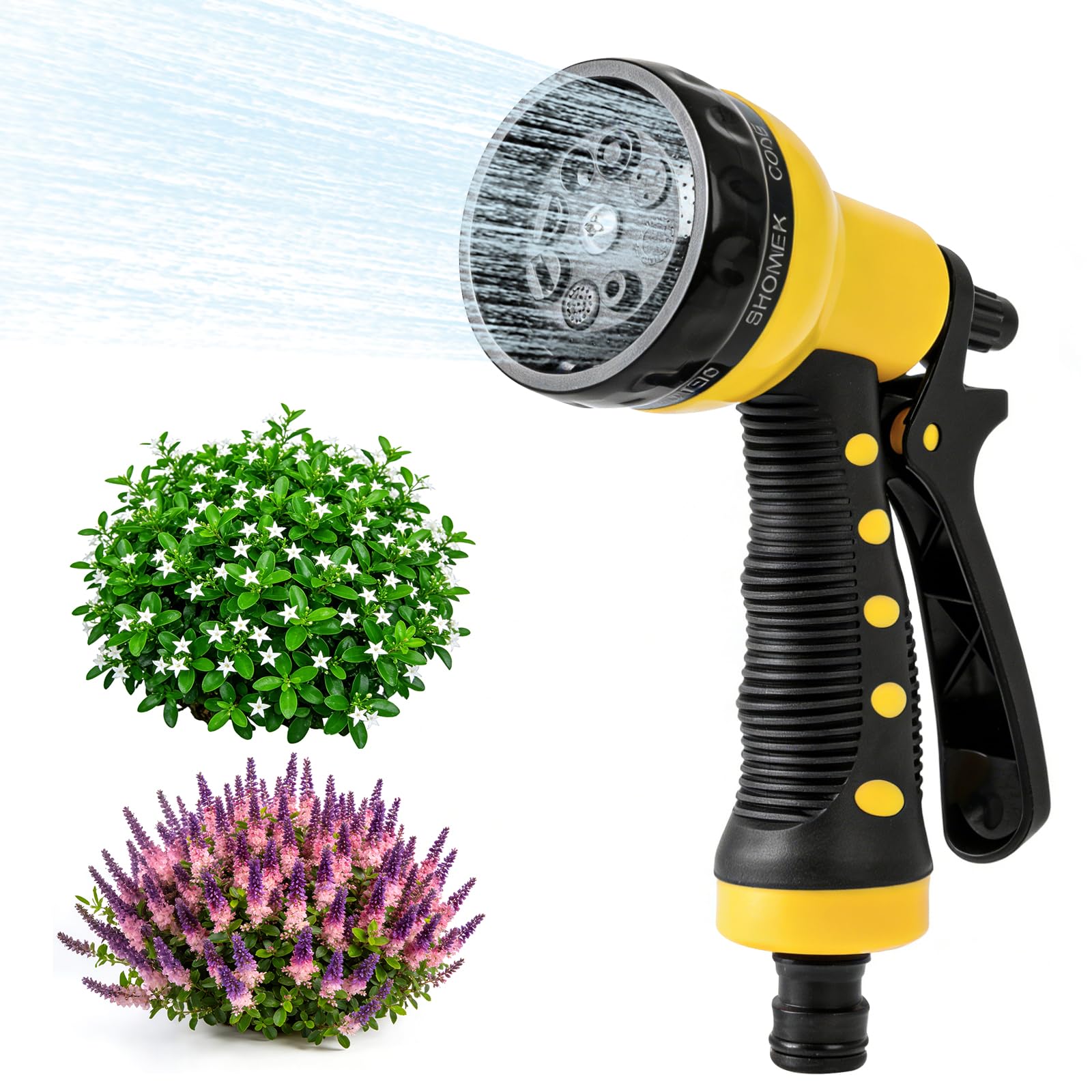 Garden Hose Spray Gun, 8 Adjustable Patterns High-Pressure Hose Nozzle, Water Flow Control, Perfect for Plants & Lawn Watering, Car Washing and Pet Bathing
