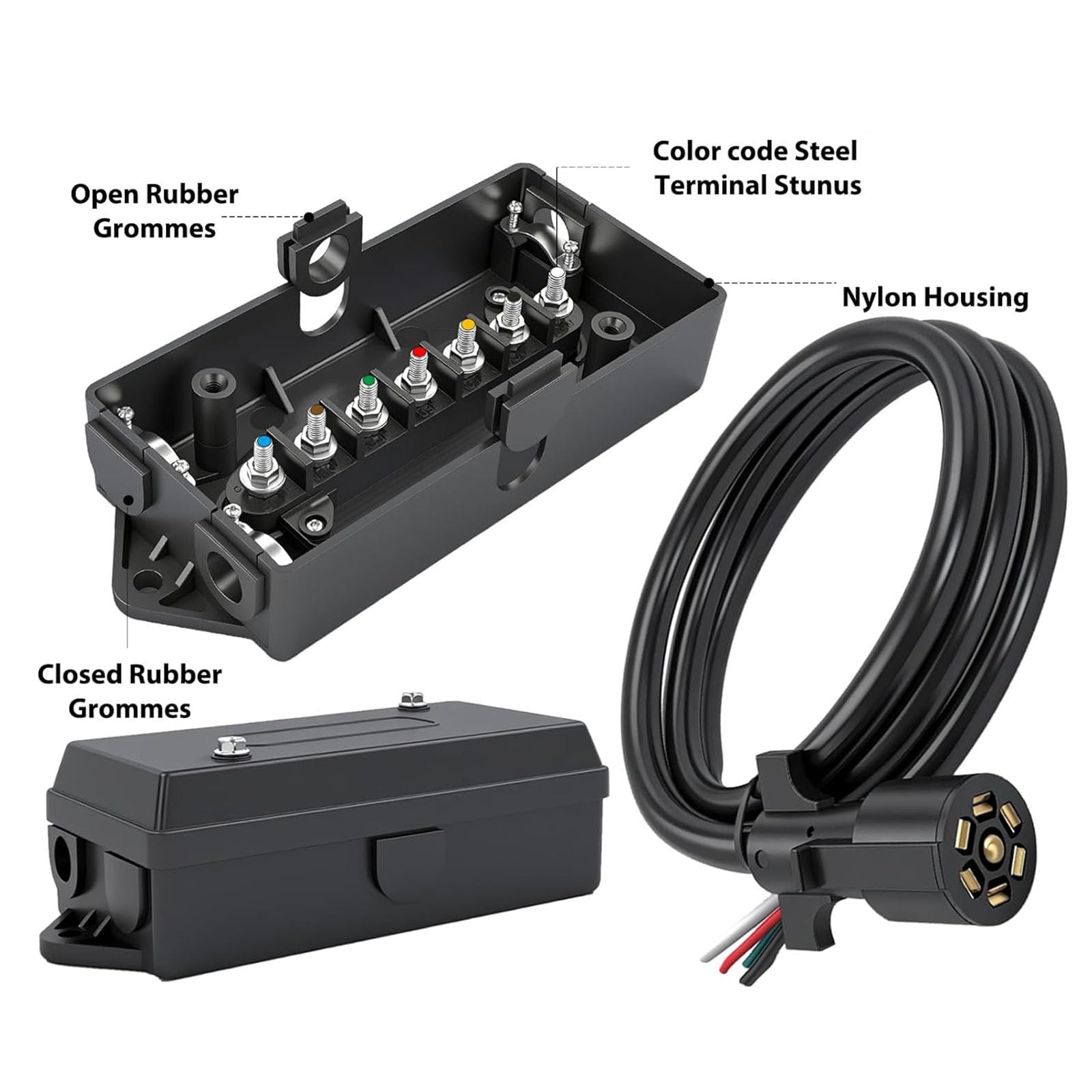Arnés de Cables para Remolque Cores con Conector Impermeable Cableado General para Remolque de 7 Hojas para conexión de Remolque Estable Cableado de luz indicadora