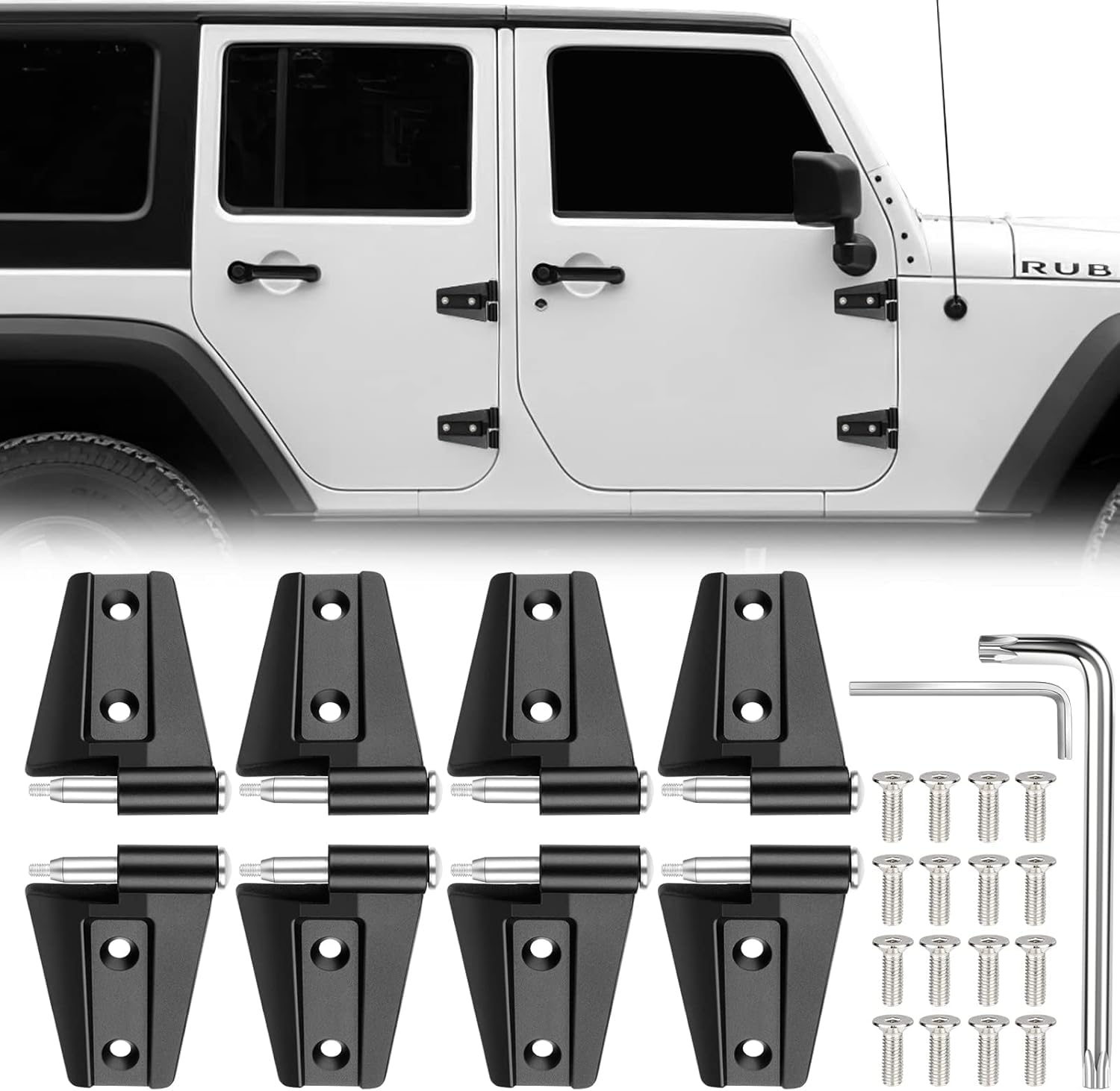 Türscharnier für Jeep Wrangler JK 2007–2018 Stahl, rostfrei, 4-Türer, Schwarz (8 Stück, 4-Türer (matt Türscharnier für Jeep Wrangler JK 2007–2018 Stahl, rostfrei, 4-Türer, Schwarz (8 Stück, 4-Türer (matt