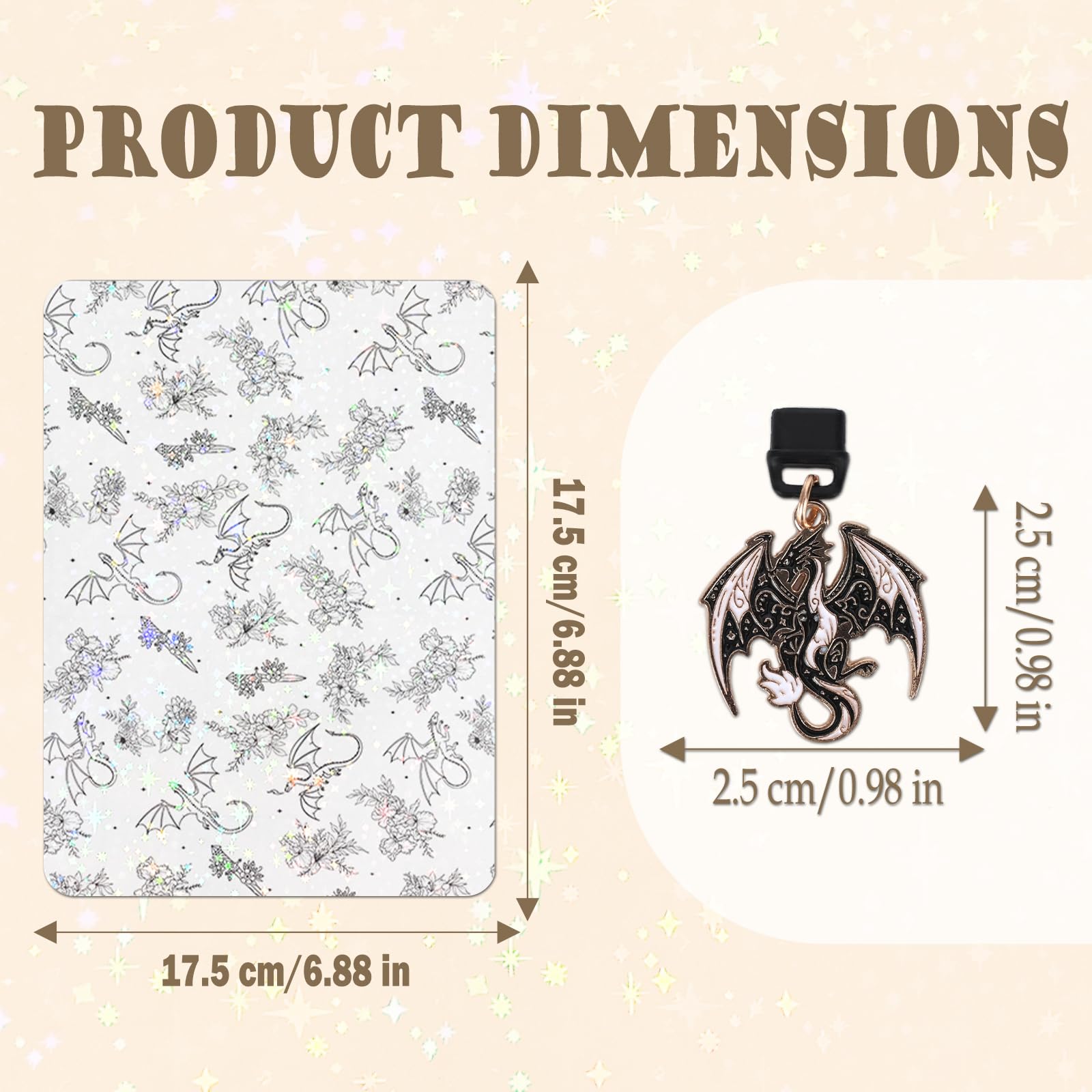 Berirexrion Inserts Cardstock for Clear Case - 11 PCs Dragon Acotar Moon Back Skin Decal Card Dust Plug Charms for Kindle Paperwhite 11th 12th Generation Accessories for E-Reader Bookish Reader Gifts — view 3
