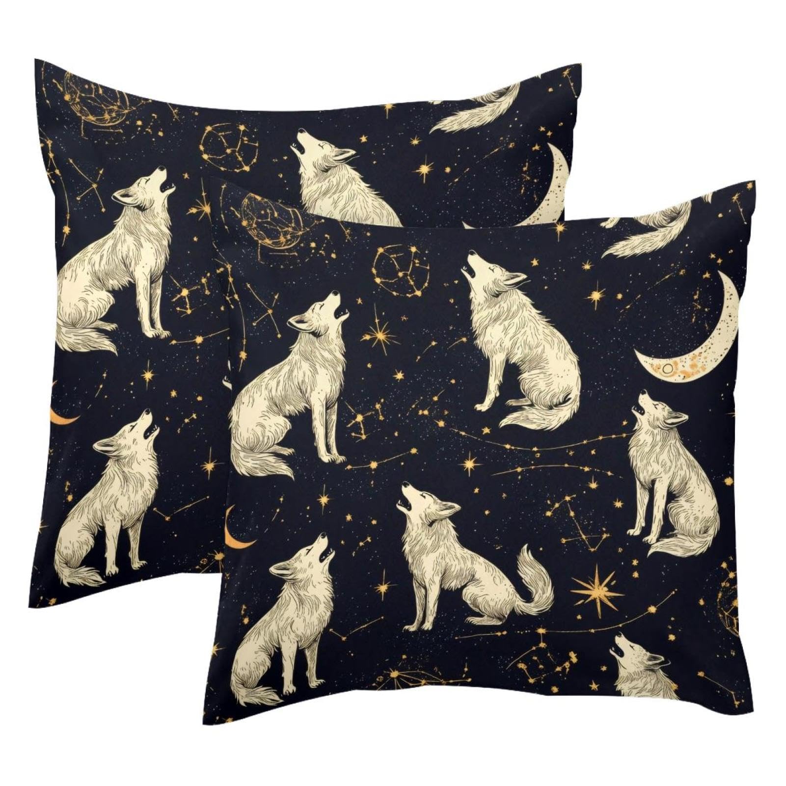 Housse de coussin velours 50x50 lot de 2 loup moderne
