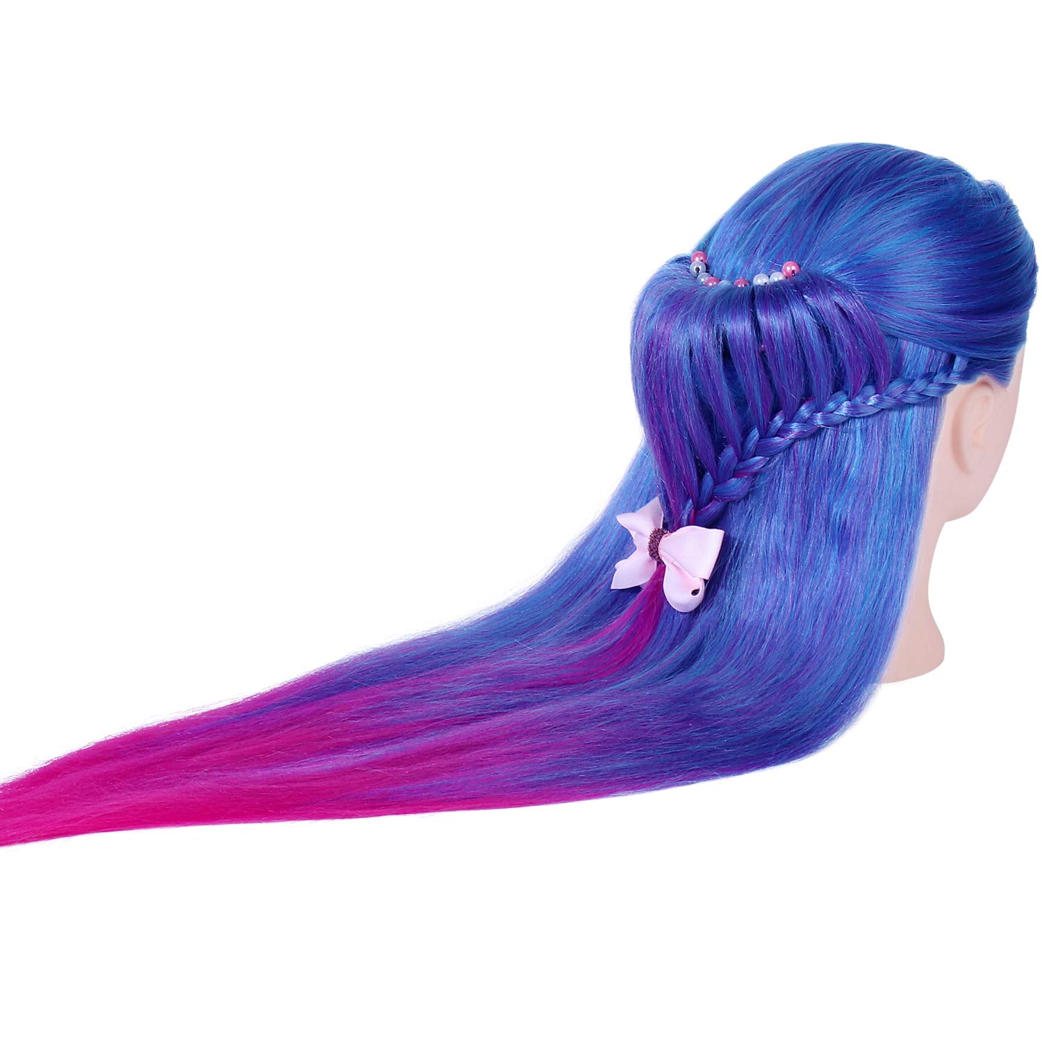 Cabeza Peluqueria, TopDirect 26" Cabello Colorido Cabeza Maniquí Peluqueria Practicas Formación Muñeca de la Cosmetología con Soporte + Accesorios de Peinado Kit Set