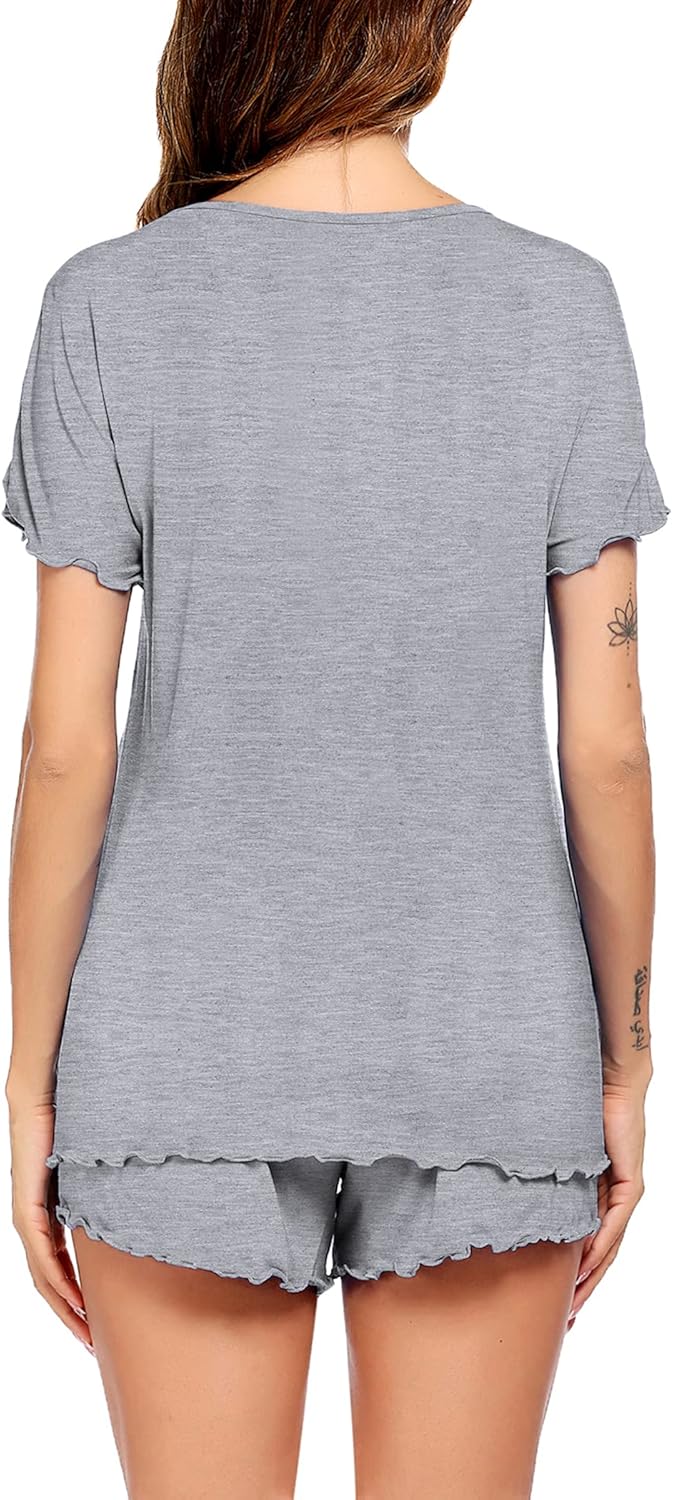 Ekouaer Womens Pajama Sets Short Sleeve Pajamas for Women Sets 2 Piece Lounge Sets Soft Sleepwear PJS - Image 2