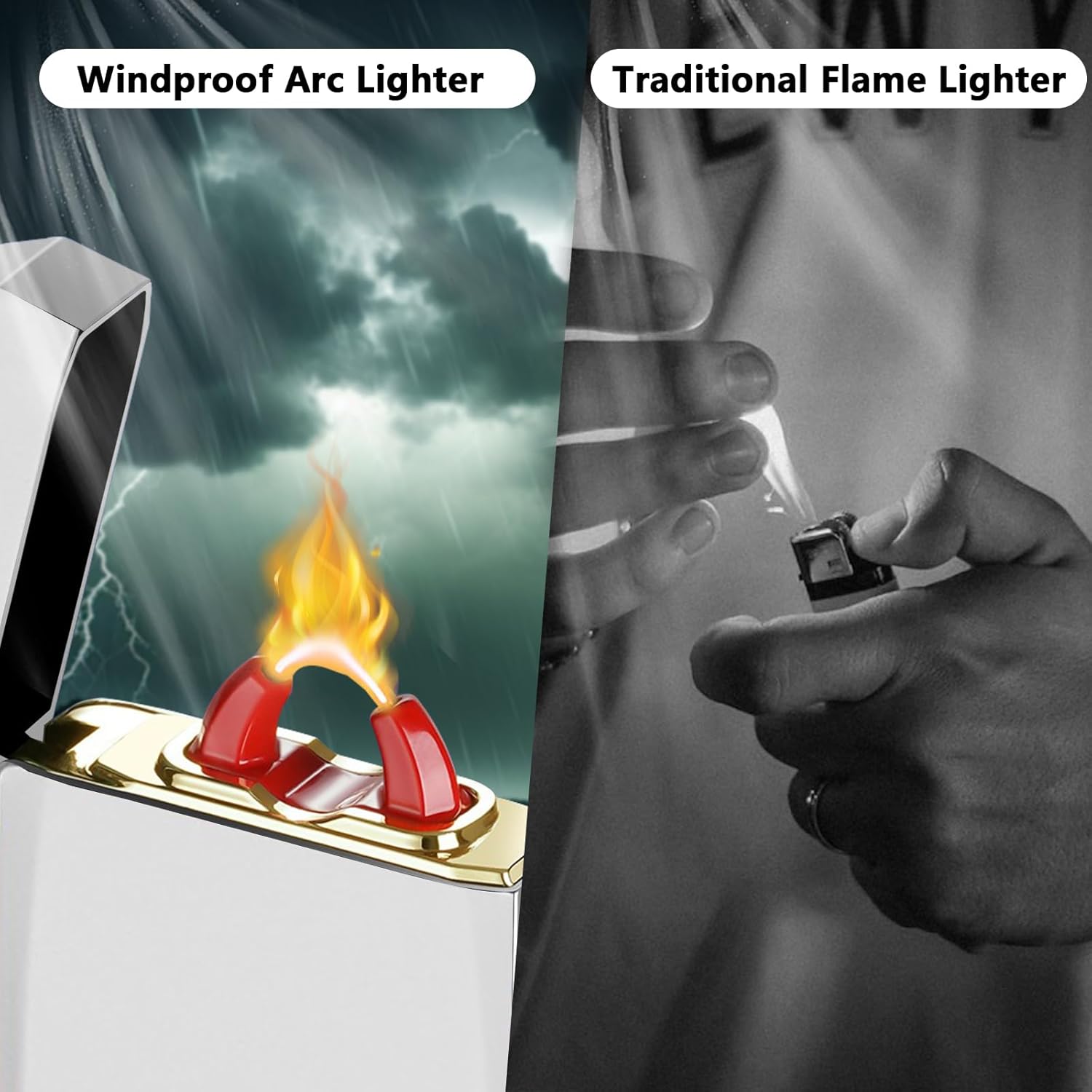YOZWOO Rechargeable Electric Lighter USB C Electronic Lighters High Power Flame Arc Plasma Lighter Windproof Camping Lighters with Long Battery Life for Home and Outdoor (Luminous White)