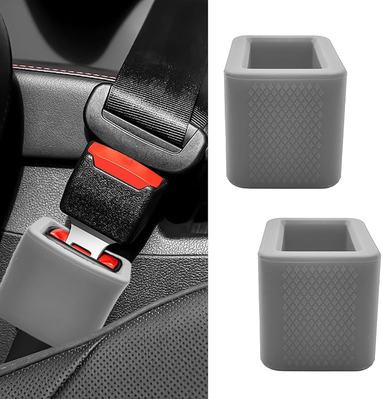 Suporte de Silicone para Fivela do Cinto de Segurança FDCTSD – Kit com 2 Unidades, Cinza