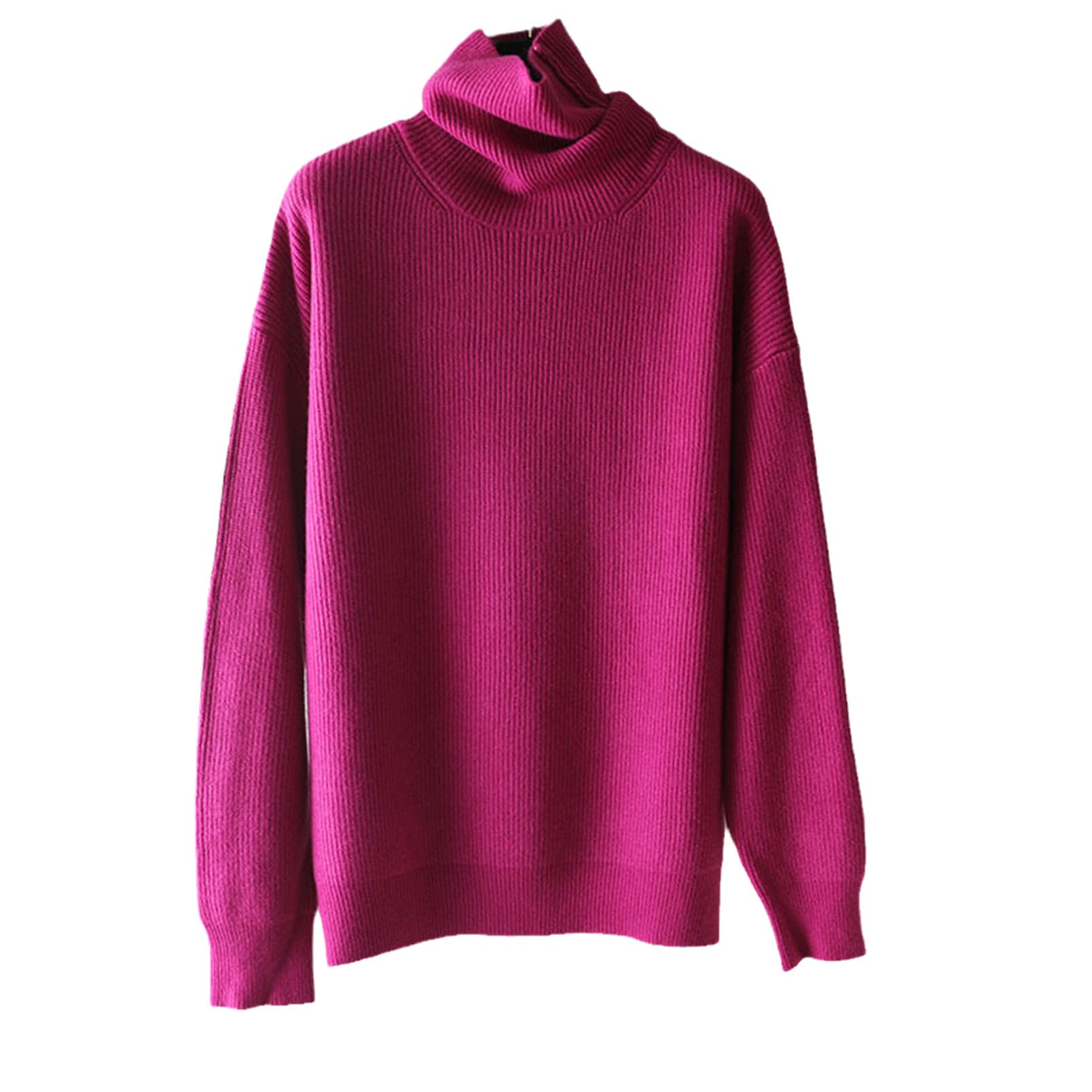 Suéter de lana de las mujeres Otoño Invierno Cálido Cuello de tortuga Casual Suelto Oversize Pullover Top