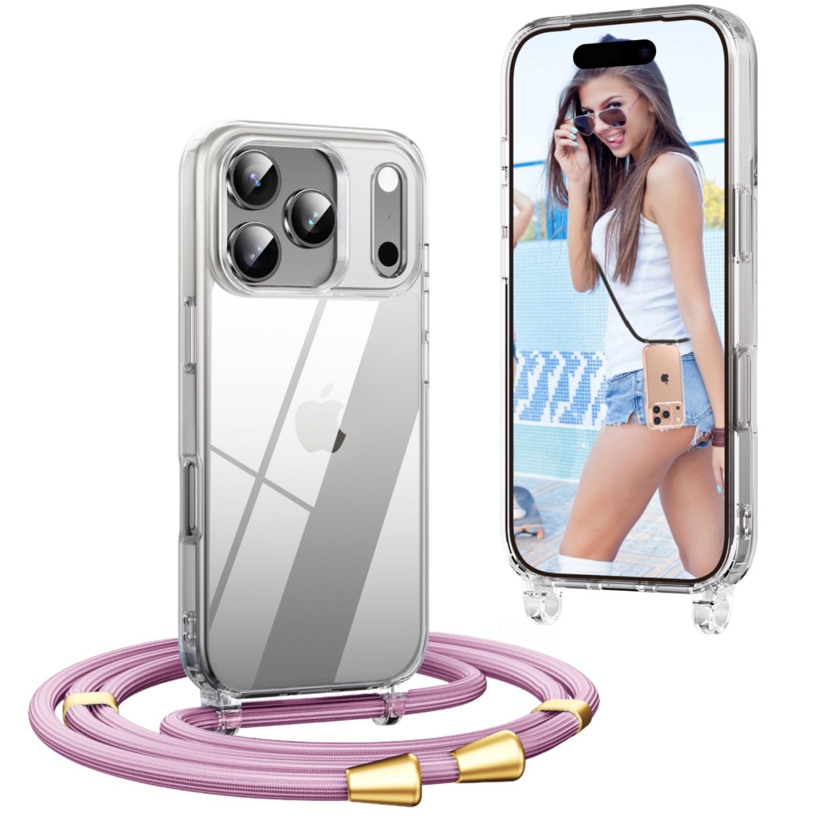 OLEPHY Handykette mit Band für iPhone 16 Hülle, Verstellbare