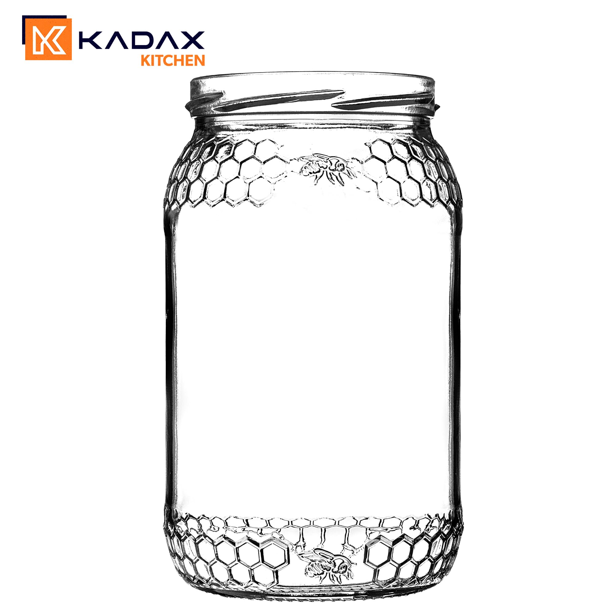 KADAX 48er Set Honiggläser 900ml mit TO82 Schraubdeckel Gold – Einmachglas für Honig, Marmelade & Lebensmittel | Luftdicht & Lebensmittelecht