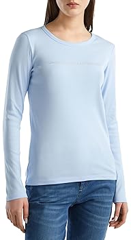 United Colors of Benetton T-Shirt M/L 3ga2e16g0 Manica Lunga, Celeste 2K3,  XXS Donna : Amazon.it: Moda