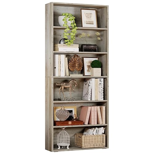 IRONCK Bookshelves and Bookcases Floor Standing 6 Tiers Display Storage Shelves 70 in Tall Bookcase Home Decor Furniture for Home Office, Living Room, Bed Room - Beige Maple