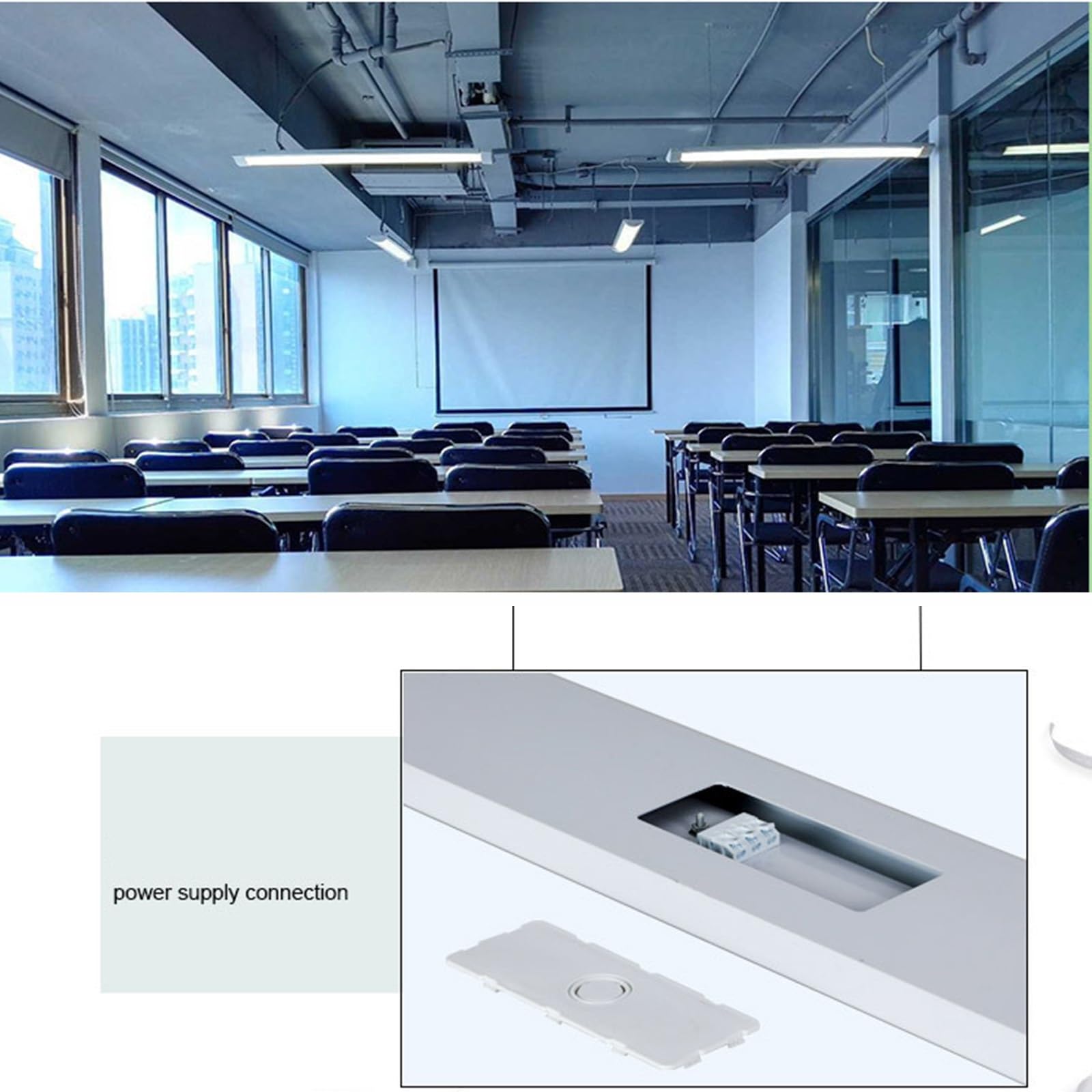 Światło liniowe LED 20 W/40 W/50 W, lampa sufitowa z długą listwą komercyjna liniowa oprawa oświetleniowa do biura, oświetlenie podwieszane do szkoły, rynku(Warm light,5ft/50W)
