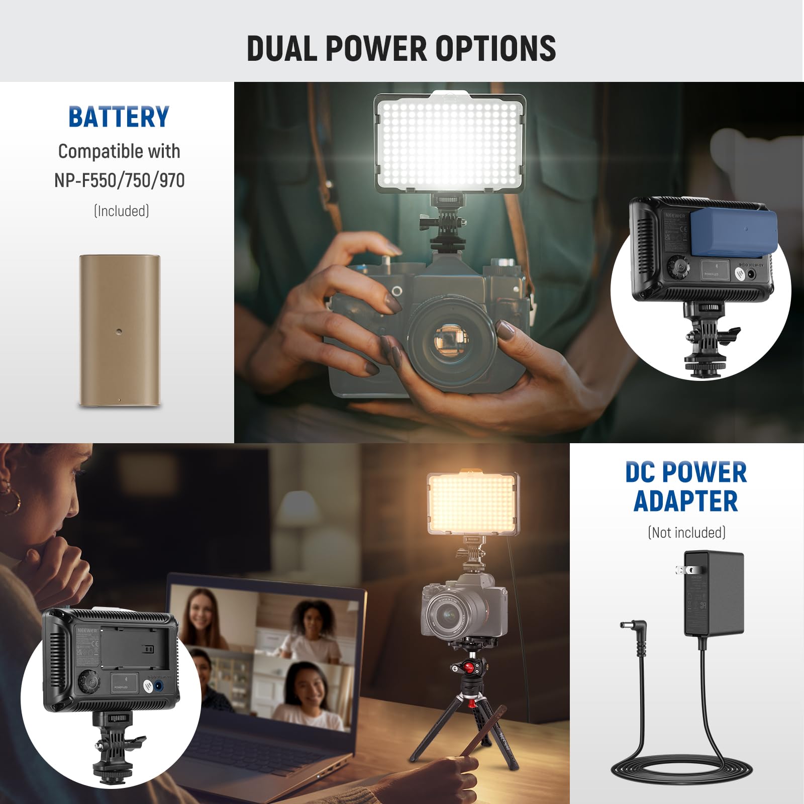 NEEWER Lampa wideo RGB z 4300 mAh NP-F750 zapasowa bateria, sterowanie aplikacją 360° kolorowy LED kamera kluczowe oświetlenie CRI95+ możliwość ściemniania do studyjnej lustrzanki cyfrowej, fotografii