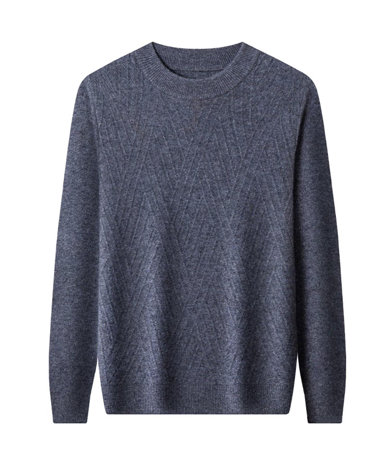 HNVAVQ Maglione 100% Cashmere Uomo Girocollo Maglia Invernale Calda Casual