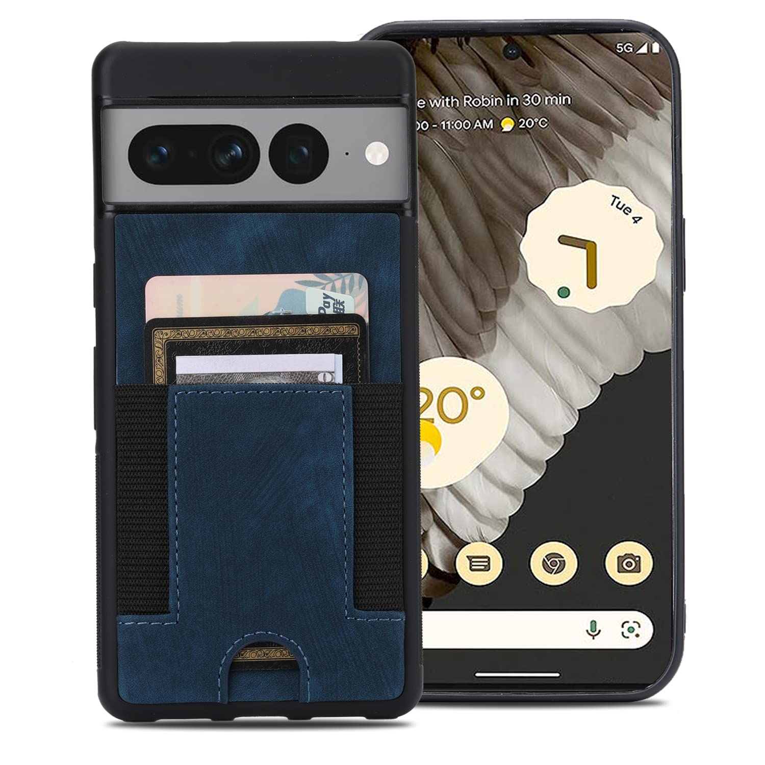 JINGANGYUJGY Google Pixel 7 Pro Case Leather Wallet, Pixel 7 Pro Wallet case with Card Slots PU Leather Card Holder Rugged Non-Slip Full Body Drop Protector Back case for Pixel 7 Pro (Blue)