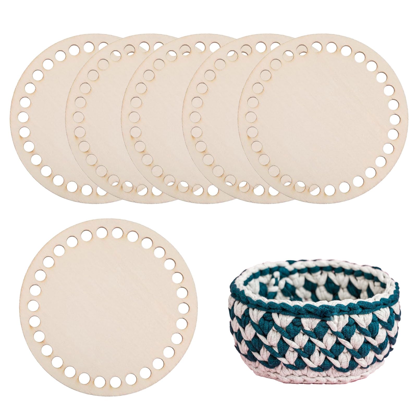 Pamtns Fond De Sac Pour Crochet 5 Pièces Fond De Panier En Bois Naturel