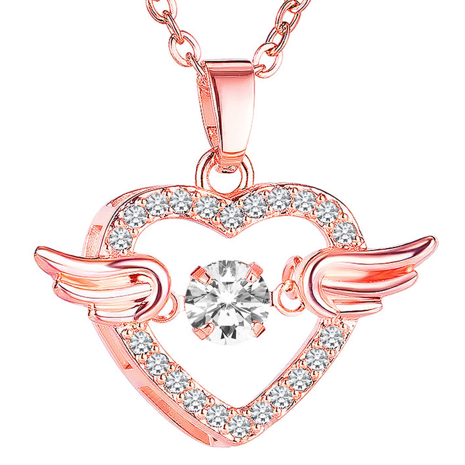 peora Rose gold Plated American Diamond Studded Pendant Necklace Chain Fashion Stylish Design Jewellery Gift For Women & Girls (PX8P127_New) - Valentines Gift for Her-picture-31