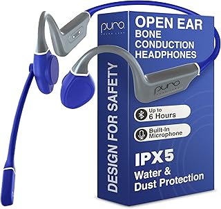 Puro Sound Labs PuroFlex Kids Bone Conduction Headphones – Bluetooth 5.3 Wireless, Volume Limited with Built-in Mic, Ideal for School, Running & Sports, IPX5 Waterproof Kids Open Ear Headphones, Blue