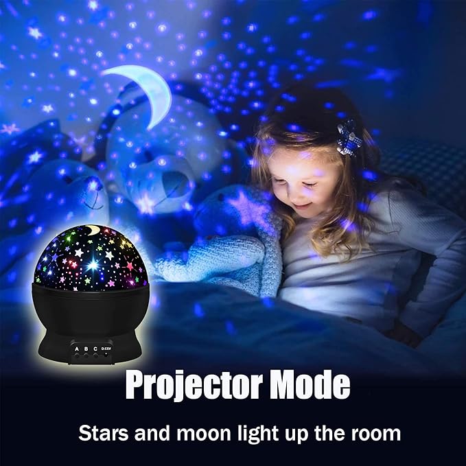 Lámpara de Mesa Infantil Proyector Estrellas 360° LED USB miniatura 3