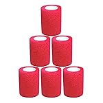 Baisunt 6 Pack 3 Inches Cohesive Bandage Self Adhesive Wrap Elastic Self Adherent Vet Wrap Breathable Self Stick Tape for Wrist, Ankle, Sports, Tatoo Wrap(5 Yards, Red)