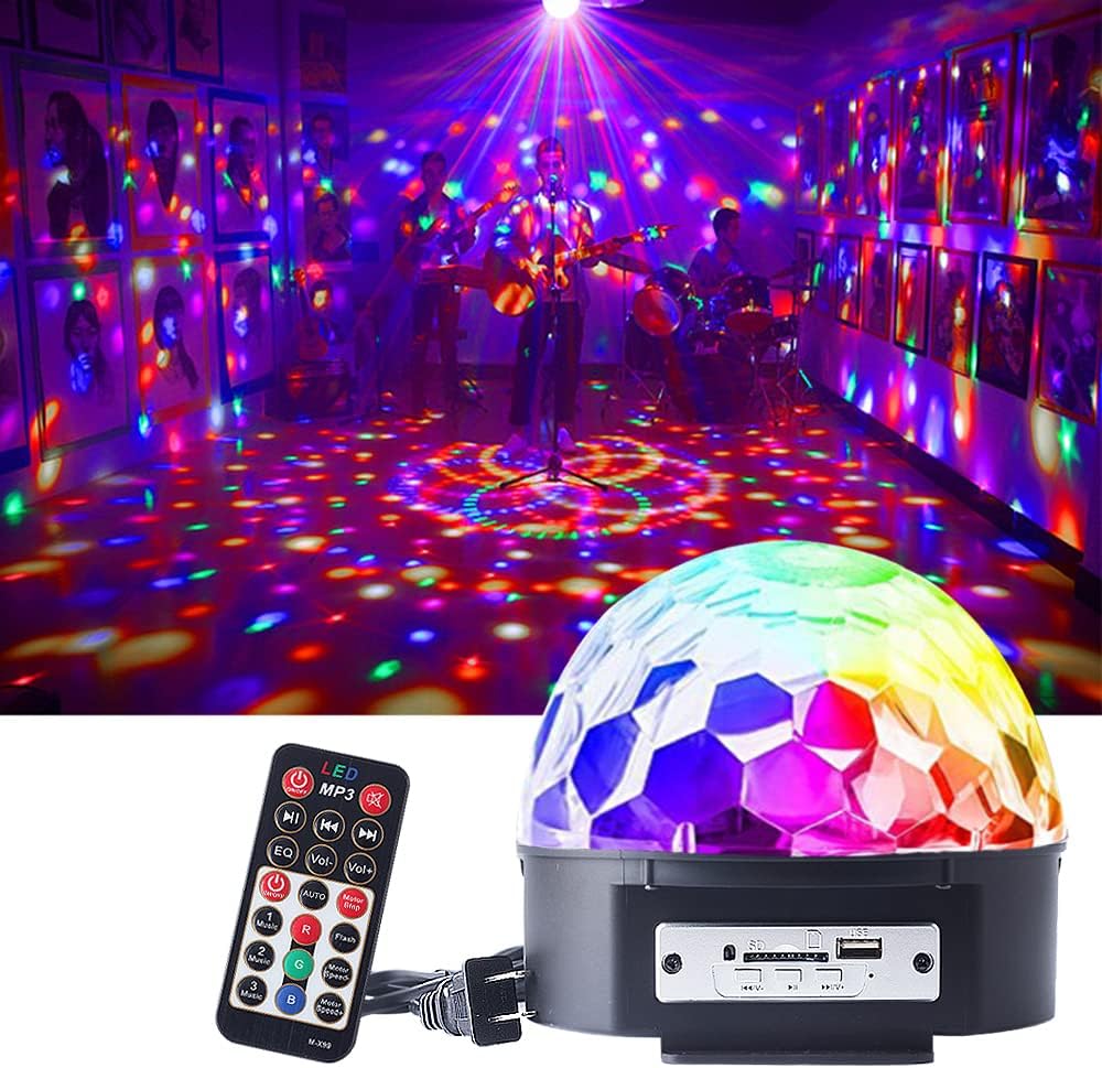 Amazon.co.jp CHINLY 舞台照明 ステージライト ミラーボール RGB多色変化 音声制御 回転ライト 水晶魔球 ミラーボール