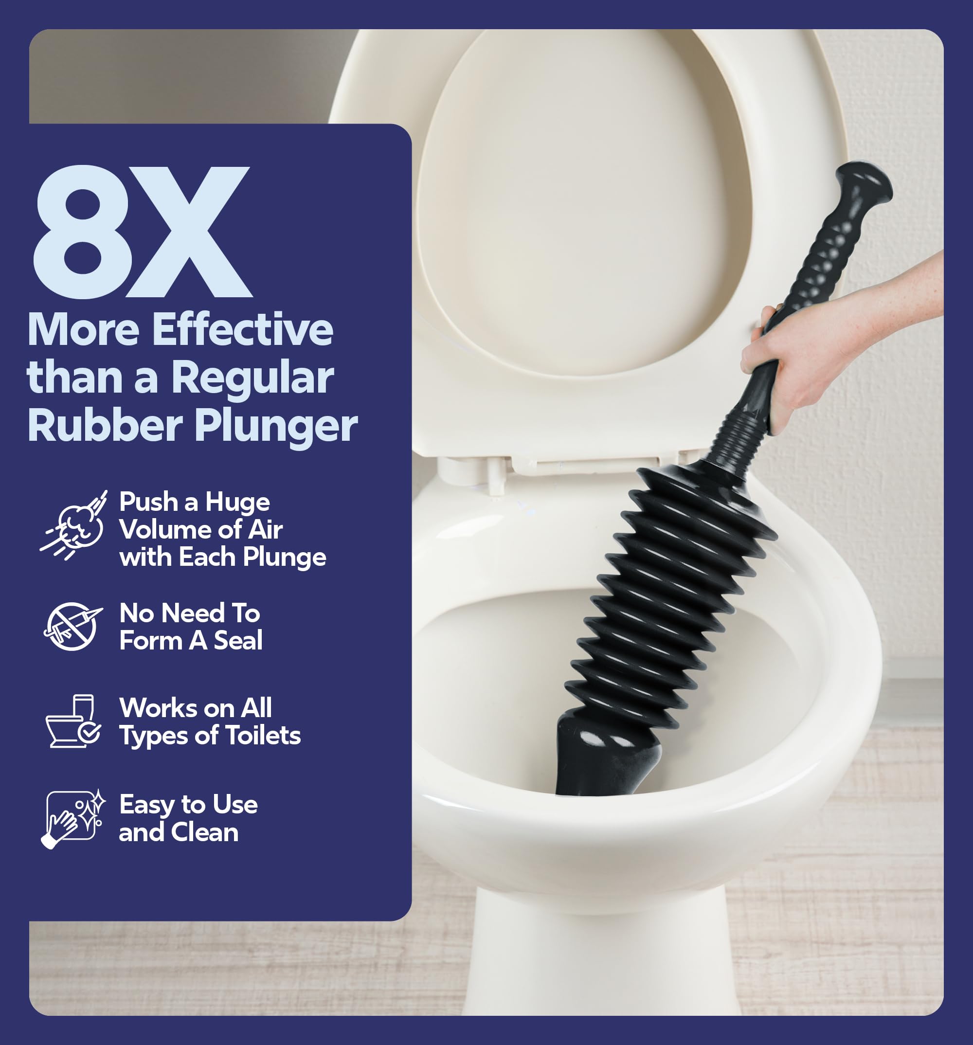 Luigi's World's Best Plunger, Unclogger Tools for Unblocking Toilet, Heavy Duty Plungers with Unique Unblocker Design - Image 2