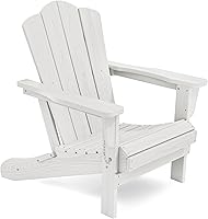 Vista 289 de KINGYES - Silla Adirondack plegable, sillas de patio de polietileno de alta densidad para todo tipo de clima, silla de césped con textura de madera