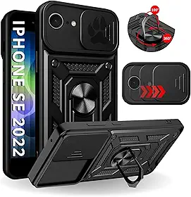 Capa Capinha Armor Anti Impacto Militar Para iPhone SE 2022 (Tela 4.7) + Anel Giratório + Proteção De Câmera - Proteção Militar