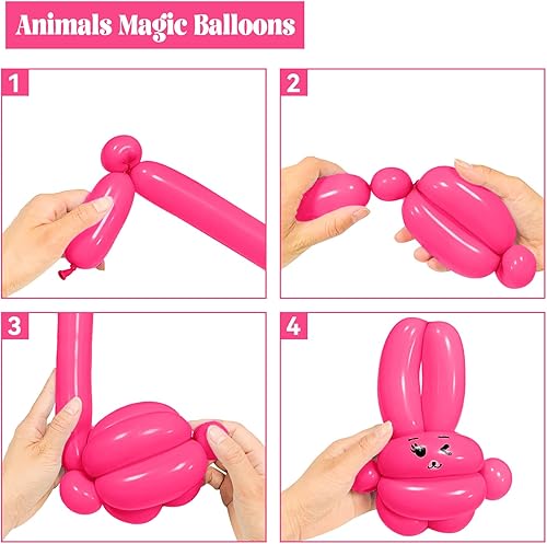 Miniatura 7 de 100 globos largos de 260 globos de color rosa intenso