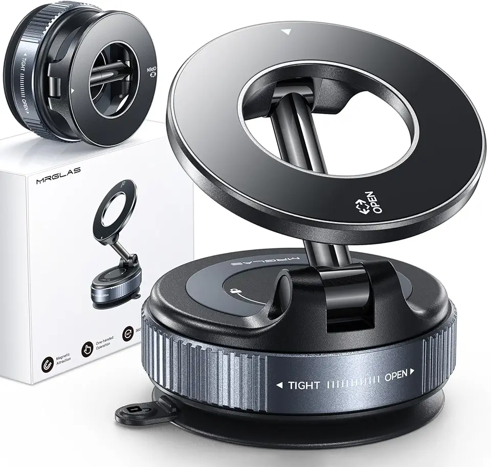 MRGLAS 2025 Support magnétique pour téléphone Portable amélioré avec Aimant pour Voiture Magsafe, Support pour téléphone Portable avec Ventouse à Vide, Supports muraux et de Douche