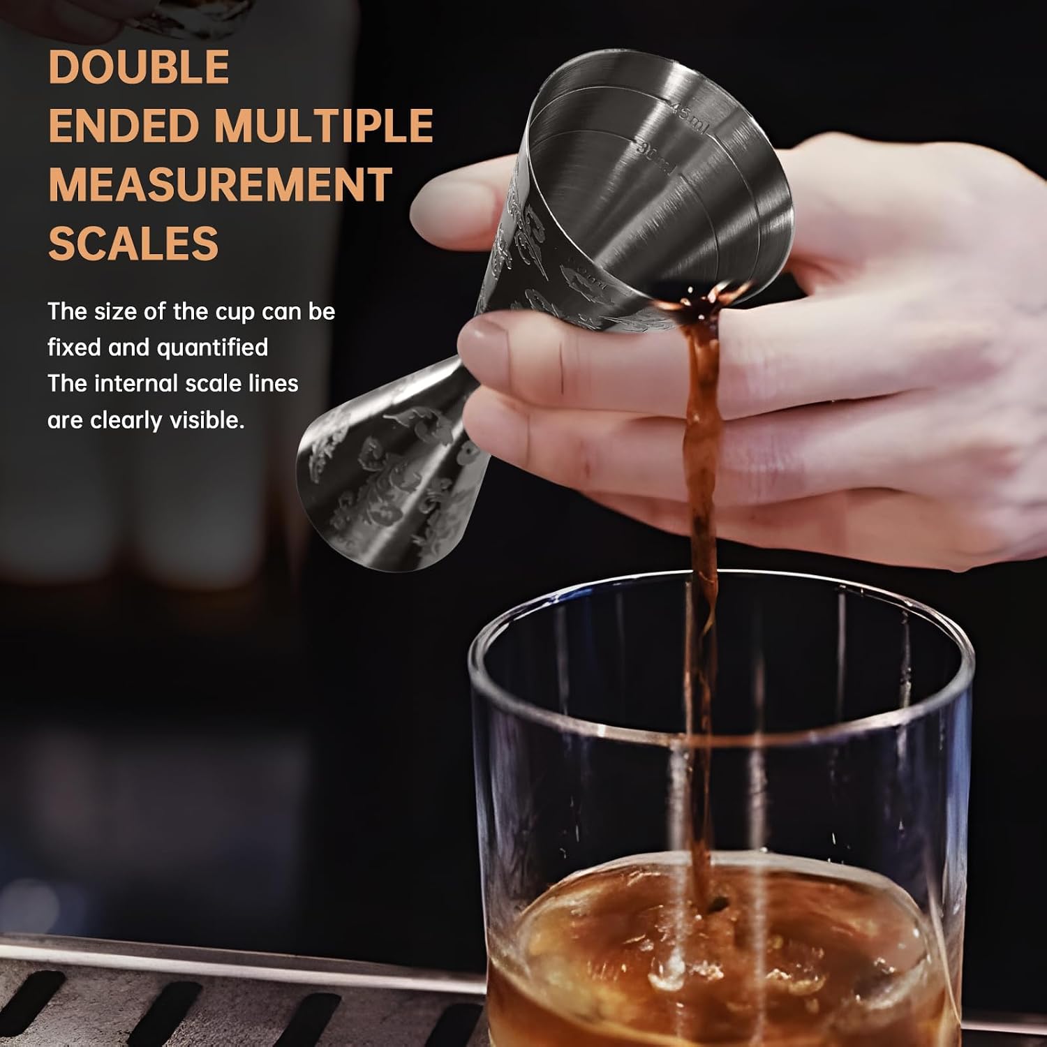 lavender Integrated casting professional Jigger for Bartending,Japanese Cocktail Jigger Premium 304 Stainless Steel Jigger Premium & Heavy-Duty 2 OZ 1 OZ with Dimensions Inside Bartending Measuring