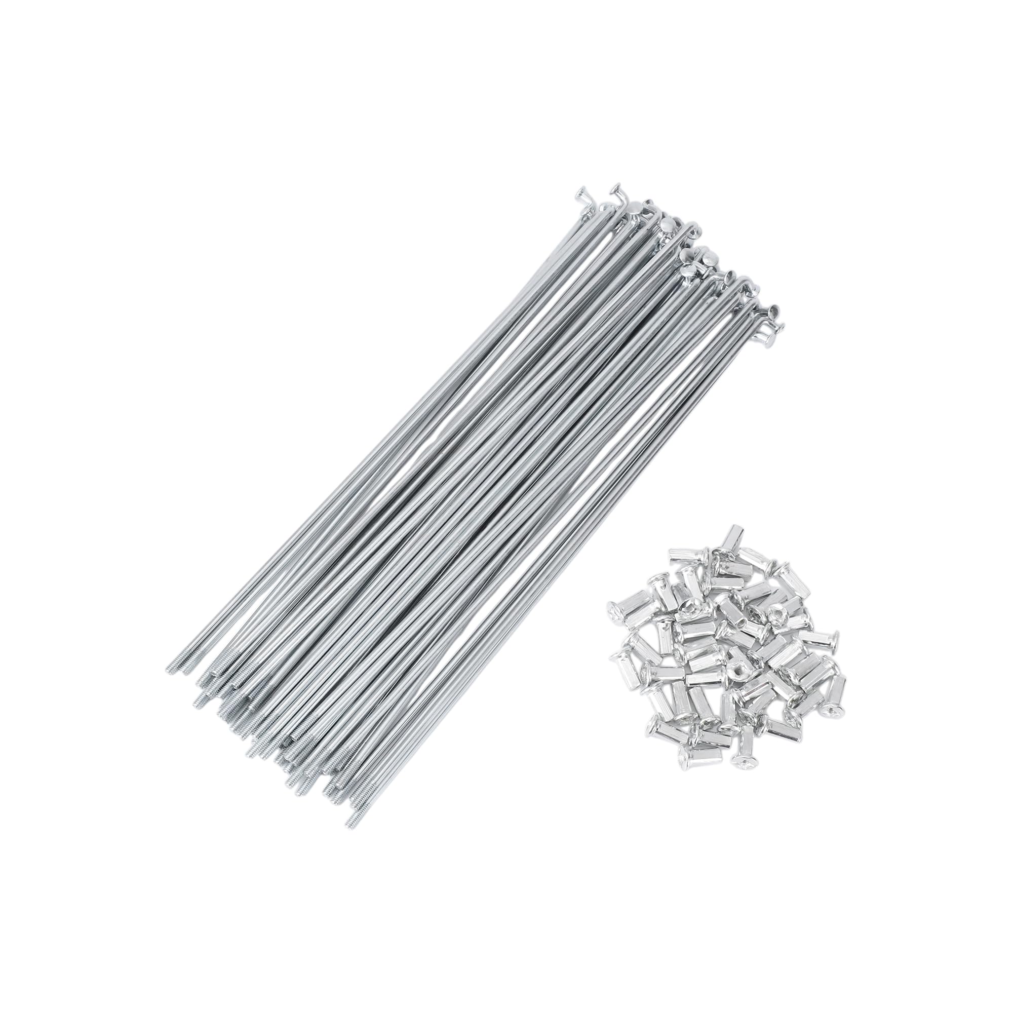 X AUTOHAUX 48 Set 10G Bicycle Spokes 220mm Bike Wheel Spokes Carbon Steel Galvanized Silver Tone