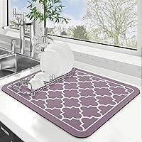Vista 27 de WISELIFE Tapete de secado de platos súper absorbente, tapete de secado de platos grande para encimera de cocina, tapete de secado de platos fácil