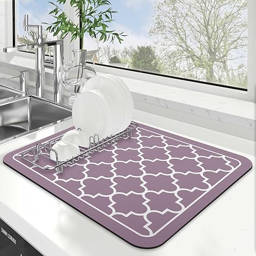 Miniatura 27 de WISELIFE Tapete de secado de platos súper absorbente, tapete de secado de platos grande para encimera de cocina, tapete de secado de platos fácil