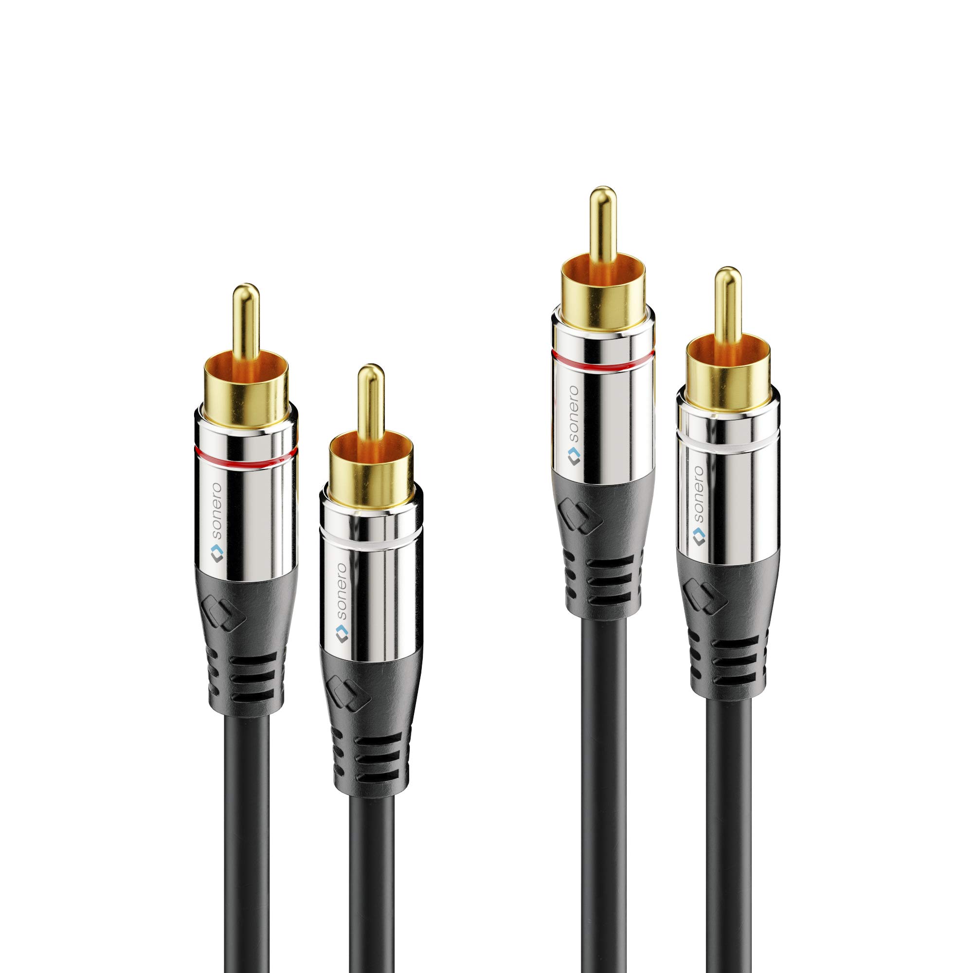 Sonero Premium RCA Audio Cable 2x RCA Male to 2x RCA Male 10 m Gold-Plated Contacts Black, Gold plated, 10,00 m - Image 2