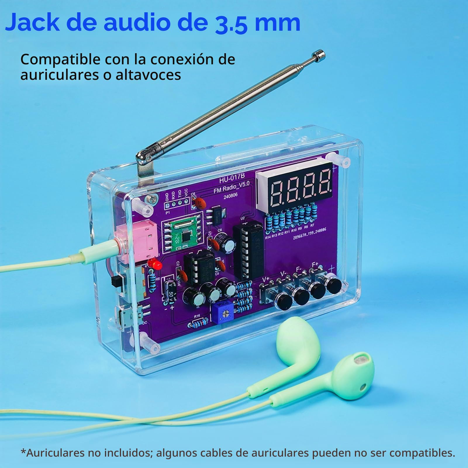 Kit de radio FM, kits de práctica de soldadura, kit de soldadura electrónica, kit receptor de módulo de radio 87-108 MHz (con estuche)