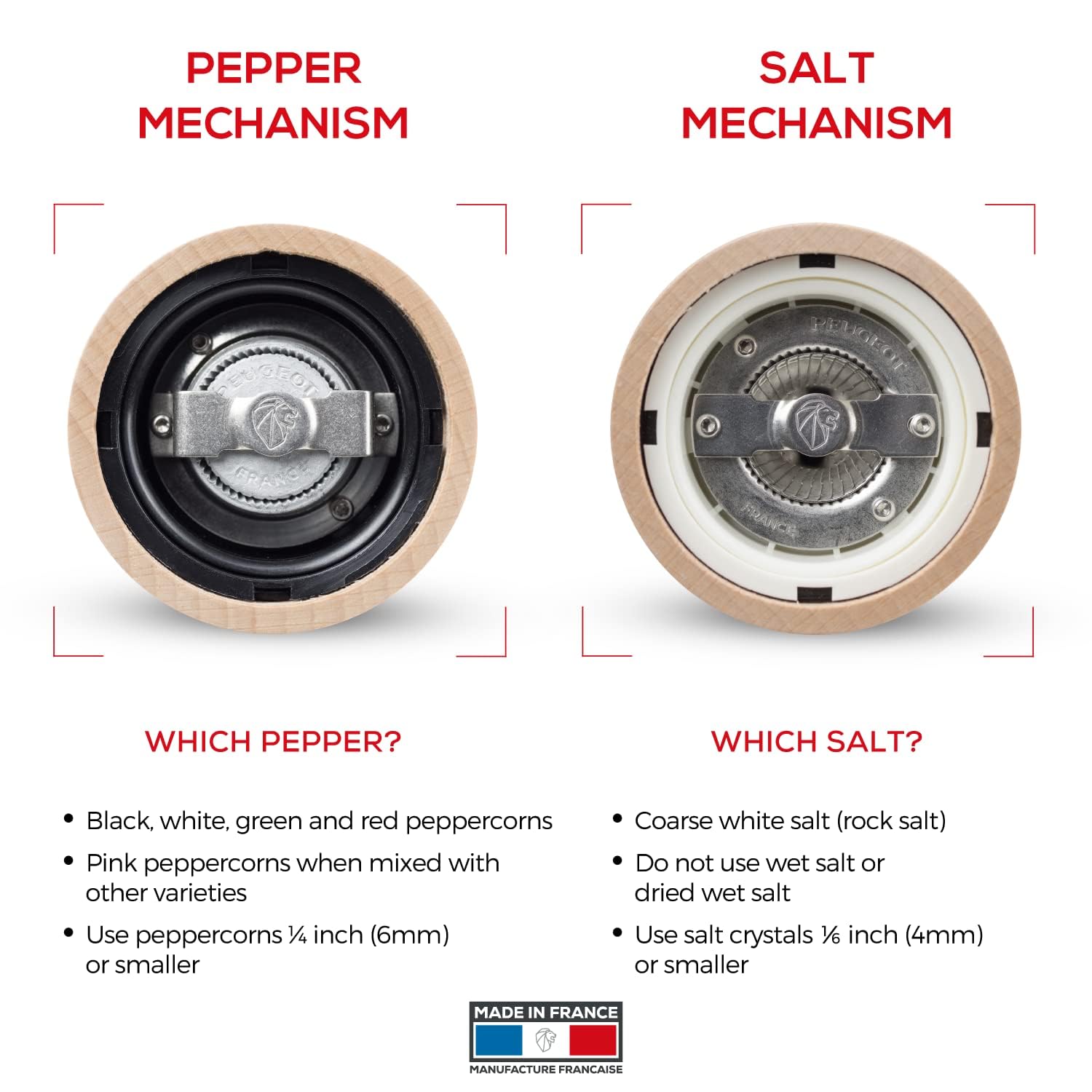 PEUGEOT - Salzmühle Paris u‘Select 40 cm - 6 voreingestellte Mahlgrade - Innovatives Zirlion-Mahlwerk für pulverfeines Salz - Aus PEFC-zertifiziertem Holz - Französisches Know-how - Naturfarben