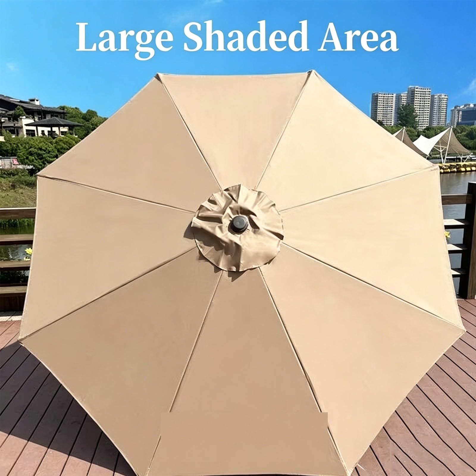 Parasol ogrodowy na stół na zewnątrz, parasol słoneczny, duży na zewnątrz, korba i solidne żebra, trwały, lekki, do ogrodu, na podwórko, przy basenie