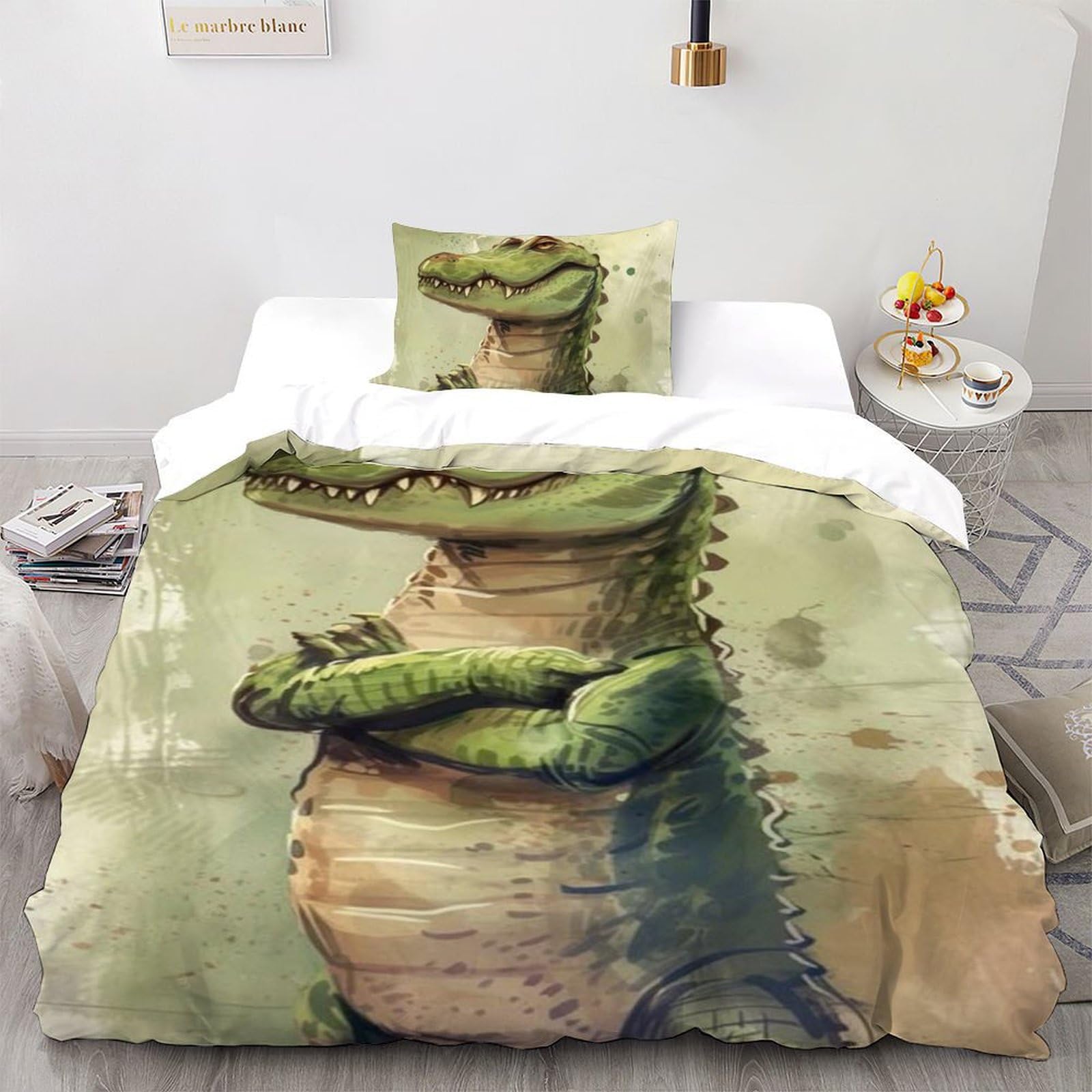 Housse de couette single crocodile 135x200 microfibre