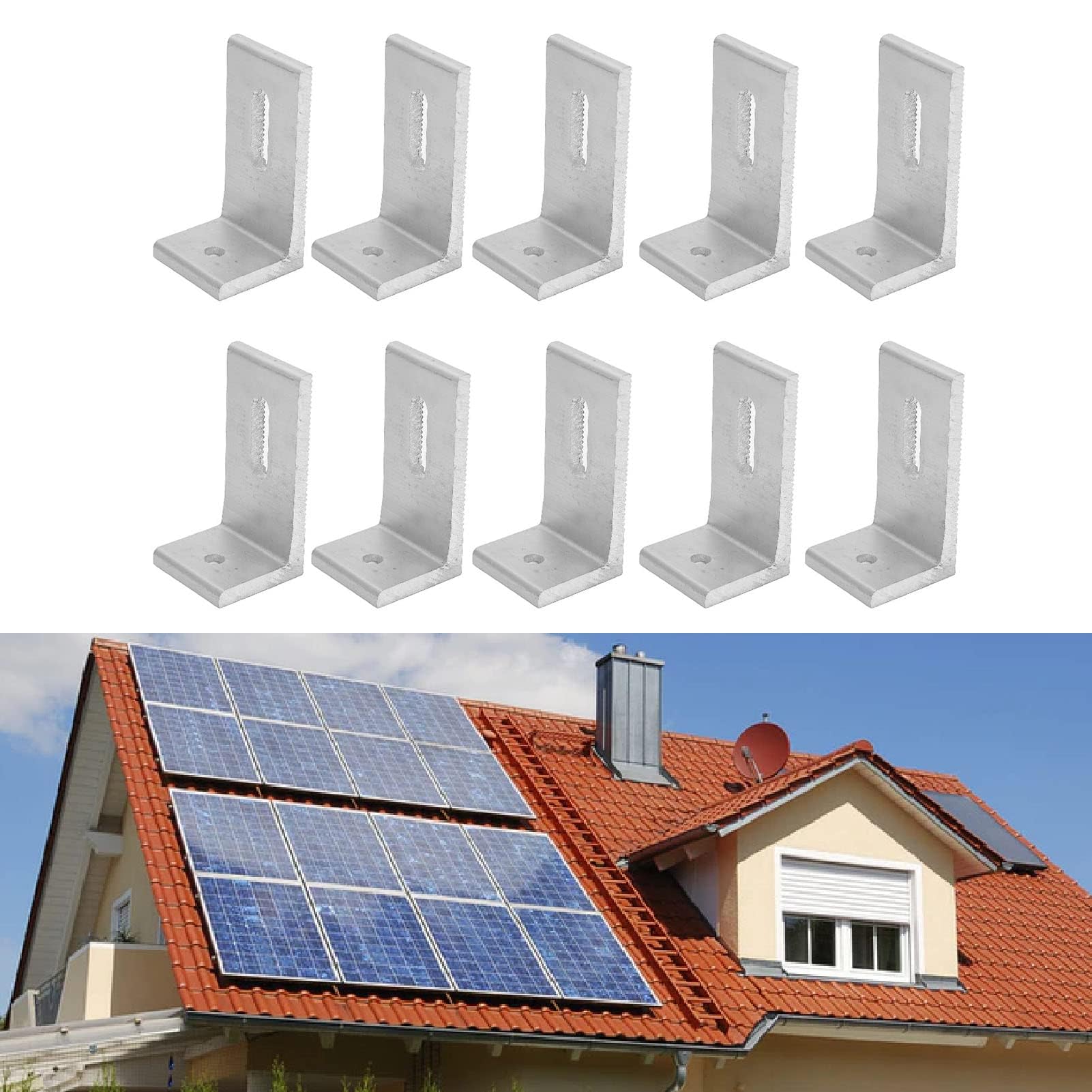L Uchwyt solarny ze stopu aluminium, wsporniki montażowe do paneli słonecznych fotowoltaiczne wsporniki do paneli słonecznych L (20 szt.)