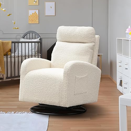 Antetek Silla giratoria deslizante, silla giratoria de 360 grados con respaldo alto, silla de tela moderna para guardería, sala de estar, hotel,
