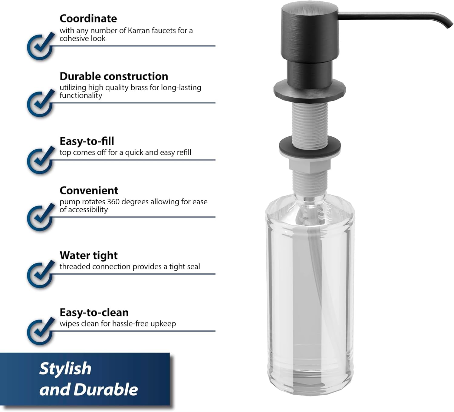 Karran SD25 Soap/Lotion Dispenser in Gunmetal Grey