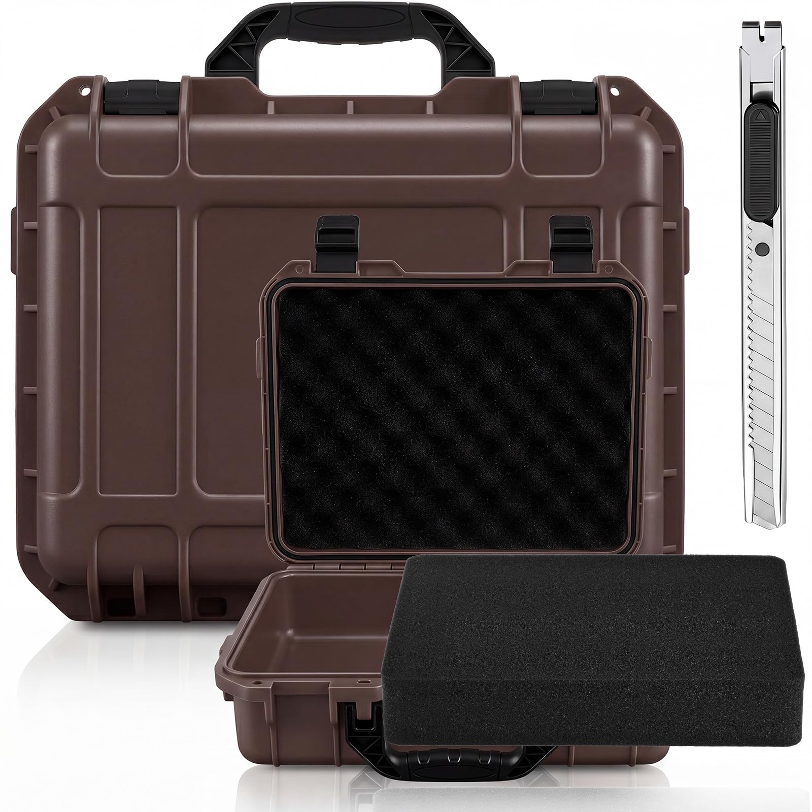 Relaxweex 14.3 x 11.4 x 4.5 Inch Hard Case, Stripe Shell, Brown