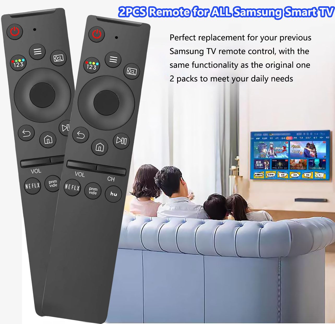 Zamienny pilot zdalnego sterowania do telewizora Samsung, kompatybilny ze wszystkimi telewizorami Samsung LED QLED UHD SUHD HDR LCD ramka zakrzywiona solarna HDTV 4K 8K 3D Smart TV