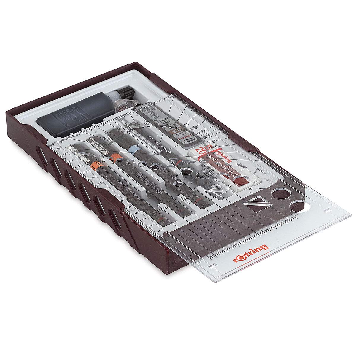 Rotring Isograph Penna Set 4 x Penne Tecniche + accessori Set per la scuola 0.20 mm, 0.40 mm, 0.60 mm