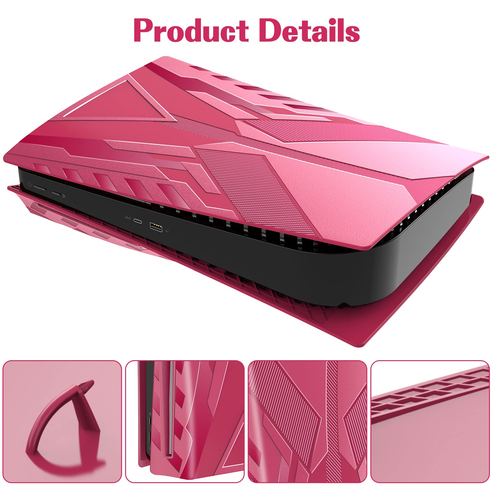 HEYSTOP Coque de Protection pour PS5 Faceplate pour Console PS5, PS5, Noir - Plaque latérale Rigide, Rouge, Unisexe