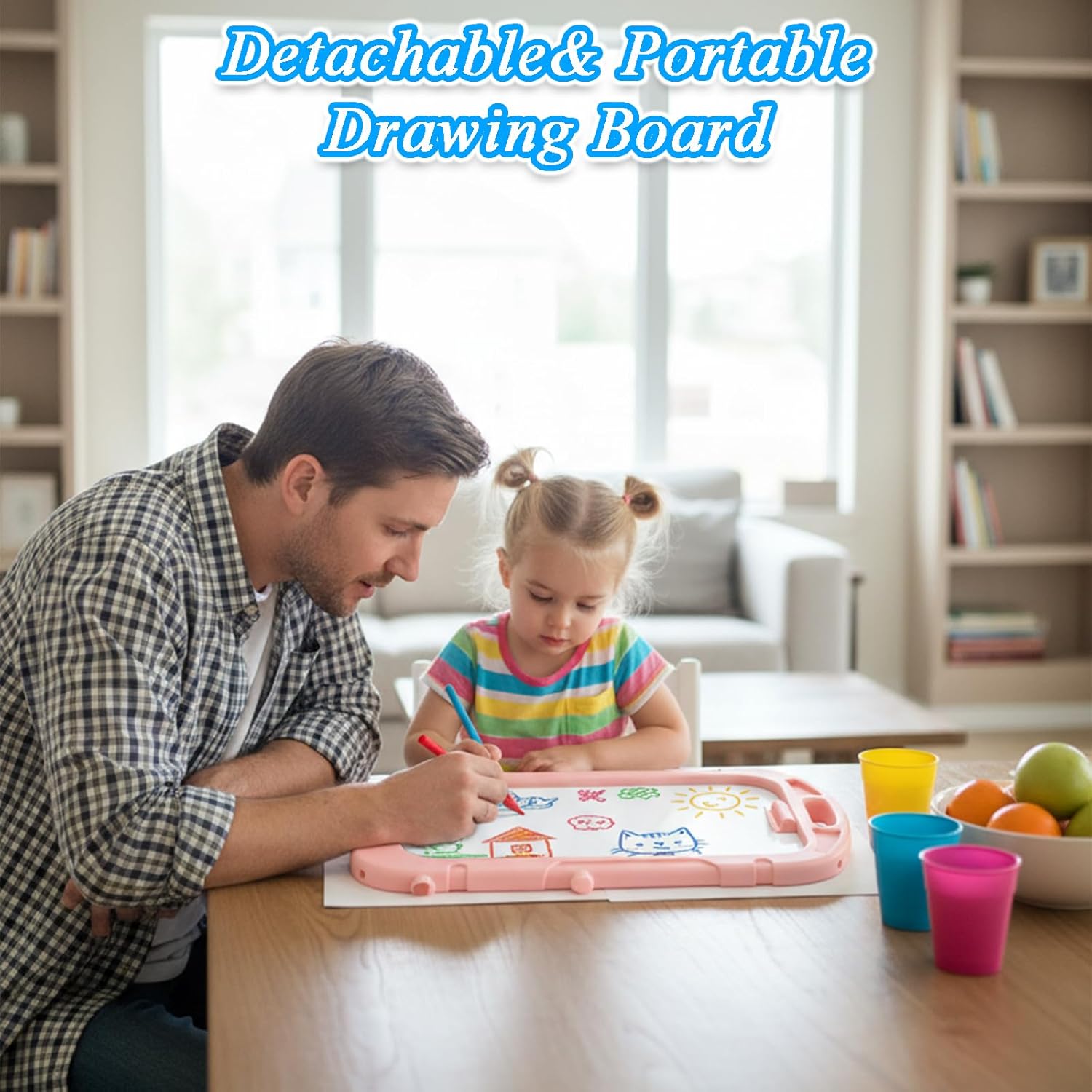 4-in-1 Kids Art Easel Double-Sided Magnetic Whiteboard & Chalkboard with Storage Adjustable, Mess-Free & Educational Toy for Ages 3-9 (Ideal Gift!)