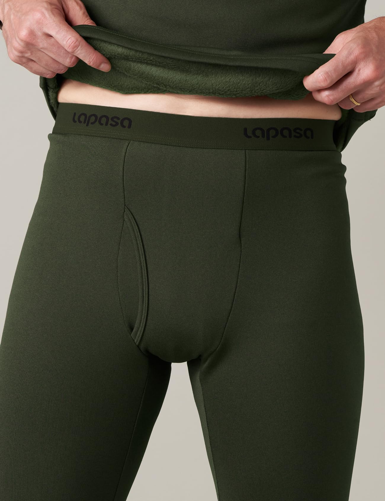 LAPASA Pacco da 2 o 1 Calzamaglie Termica Uomo Fodera in Pile Medio/Pesante Pantaloni Termici Sportivi Strato Base Biancheria Intima Leggings Caldi M10/M25/M56