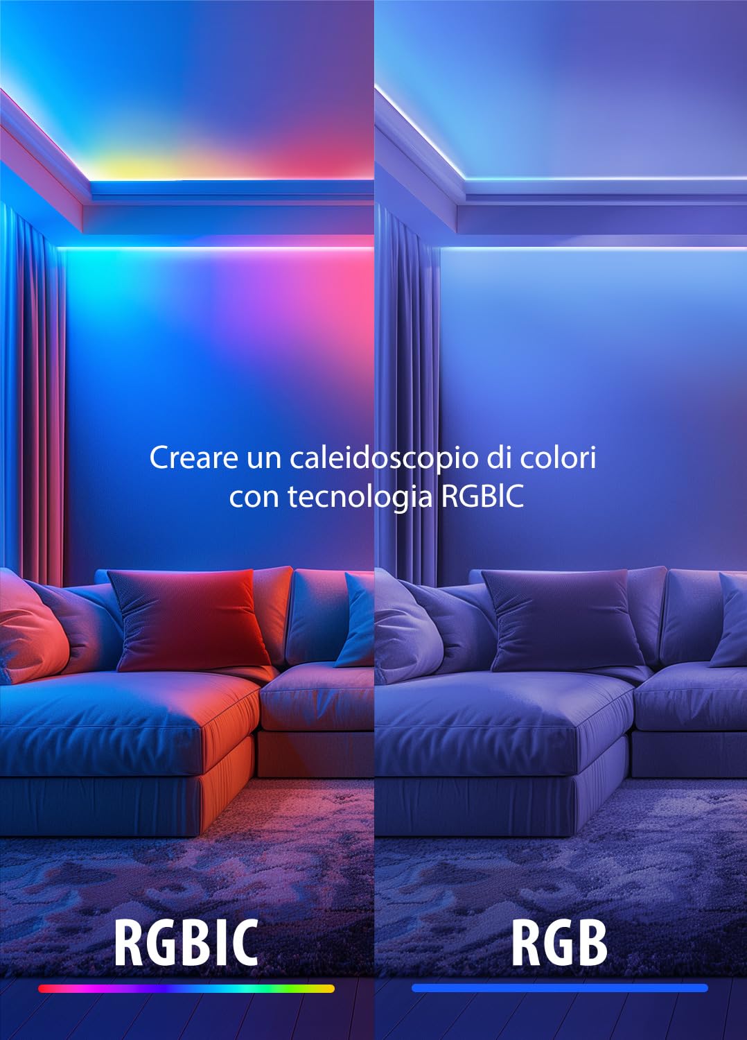 BEAEET Striscia LED 10 Metri,Strisce LED RGB+IC con APP Bluetooth e Telecomando,Strisce led Sincronizzazione Musicale,la Adatto per Interni,Feste e per Natale